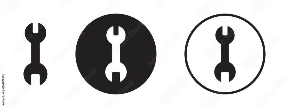 Wrench tool icon set in black and white Wrench tool icon set in black and white