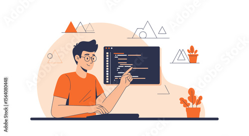 Developer Working On Software Creative Coding Solutions Or Website Building