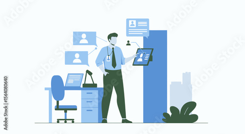 Employee Analyzing Candidates Resume For Job Vacancy In The Modern Office