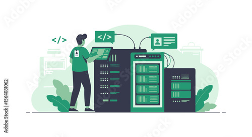 Engineer Working On Data Center Infrastructure For Cloud Computing Platform