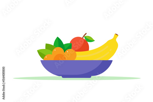 Clean Style Fruit Bowl with Bananas Oranges and Grapes