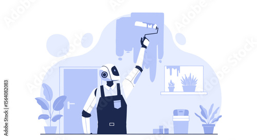 Innovative Robot Painting Interior Wall With Roller Brush Automated Home Improvement