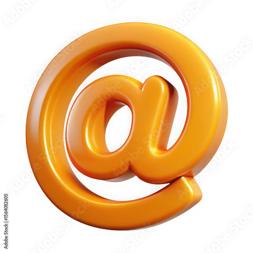 Glossy orange at symbol icon isolated on transparent background