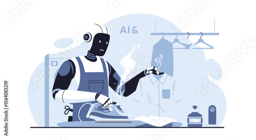 Modern Robot Ironing Shirt Smart Home Automation Domestic Work Laundry Routine