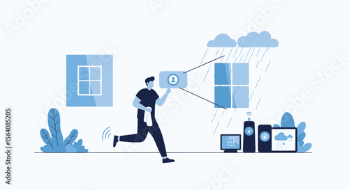 Running Late For Virtual Meeting Due To Weather Disturbance Affecting Smart Home System