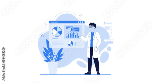Scientist Presenting Graphical Data Analysis For Scientific Innovation And Research
