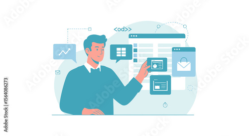 Web Developer Creating Interface For Website Using Modern Development Tools