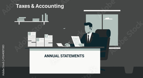 Accountant Preparing Annual Financial Statements For Tax Season
