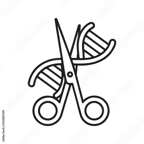 D N A Strand Cut by Scissors Line Art Graphic gene