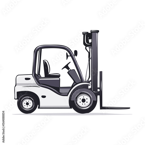 Forklift Truck Industrial Vehicle Material Handling Equipment Isolated on Black