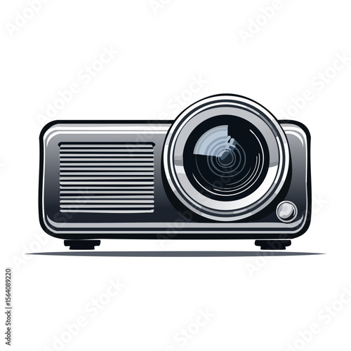 Digital Projector Illustration, Technology Equipment for Presentation and Home Cinema