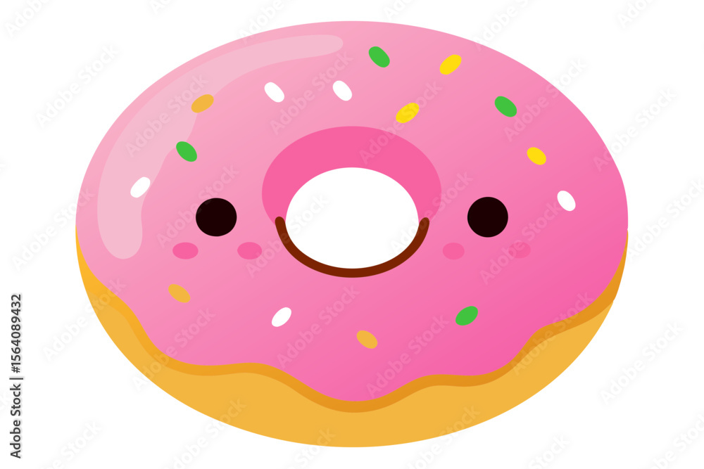 Fototapeta premium Kawaii Donut Characters Vector for Dessert Clipart
