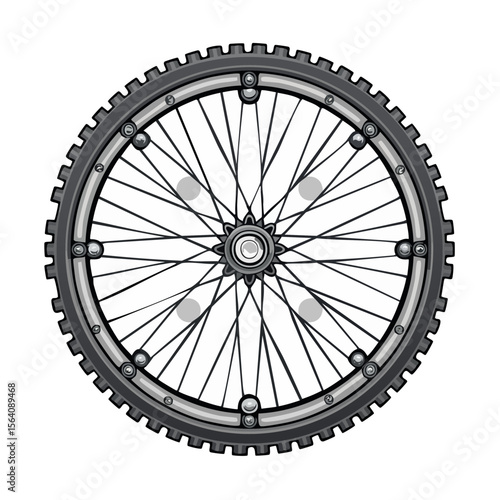 Isolated bicycle wheel illustration with tire spokes rim and hub for design and graphic use