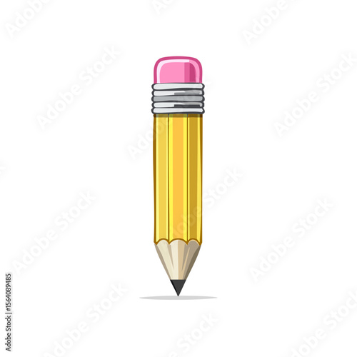 Illustration of a Sharp Yellow Pencil with Eraser on a Black Background Writing Line