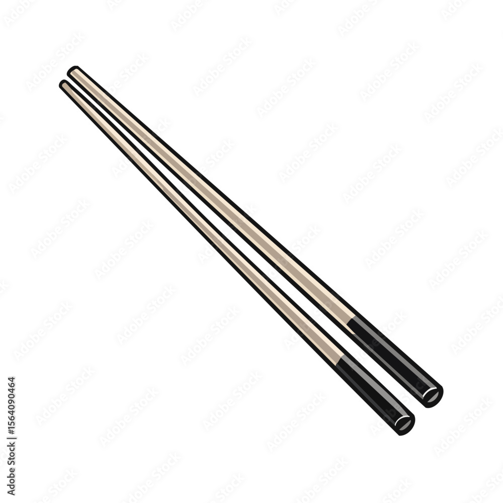 Asian cuisine chopsticks for dining sushi or noodle preparation in traditional black and beige wood isolated on black background Asian cuisine chopsticks for dining sushi or noodle preparation in traditional black and beige wood isolated on black background