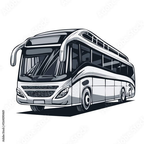 Illustration of a Modern Double Decker Bus for City or Intercity Travel and Transportation