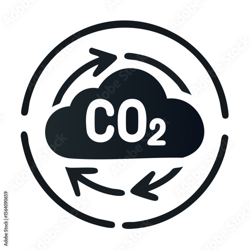 Carbon Dioxide Cycle Representation with Arrows Illustrating Emission and Reduction for Environment Sustainability