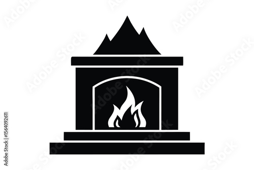 fireplace vector icon