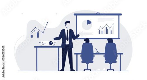 Business Presentation With Data Analysis Graphs For Corporate Planning Strategy