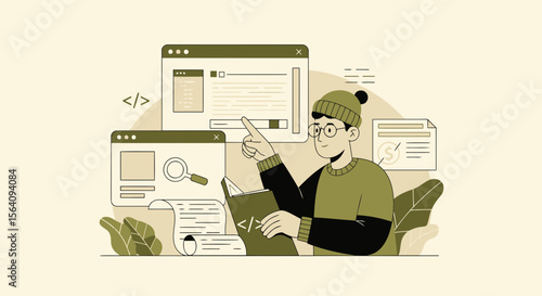 Creative Programmer Analyzing Code And Developing Website Development Project