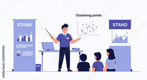 Data Presentation By Business Trainer Explaining Clustering Concept To An Audience