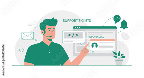 Dedicated Support Agent Responding to Customer Inquiry Via Helpdesk System