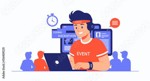 Enthusiastic Programmer Participating In Virtual Coding Event Focused On Innovation