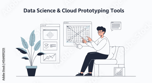 Engineer Working With Cloud Prototyping Tools And Data Analysis Conceptually Show