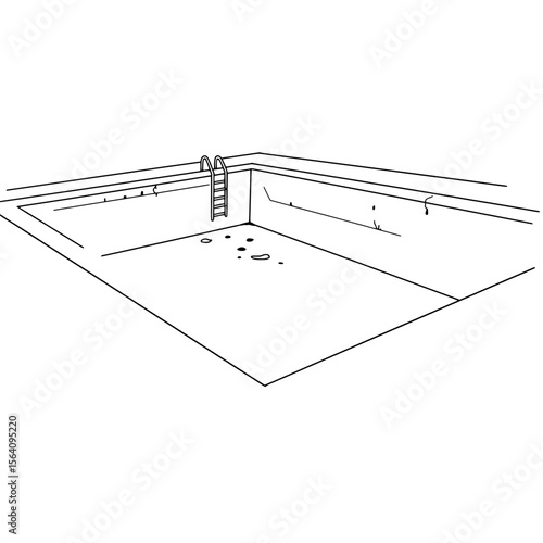 Empty Pool Silhouette: A stark silhouette of an empty pool, showcasing clean lines, geometric precision, and an uncluttered visual. The inviting ladder hints at the promise of cool respite.