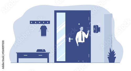 Modern Home Security Access Control With Biometric Identification Technology System