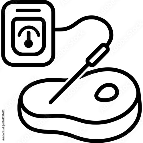 Meat thermometer probe outline icon vector