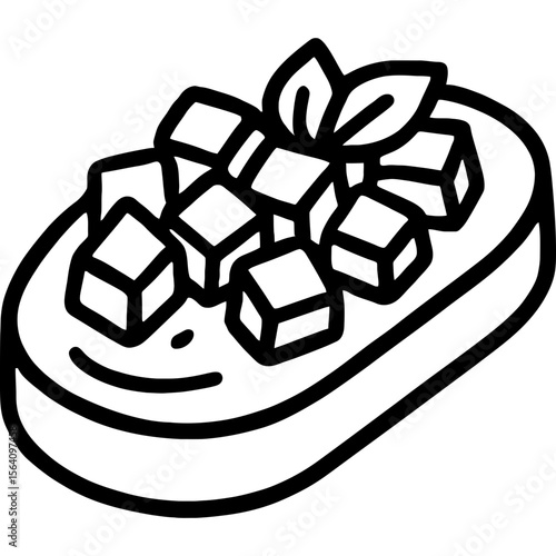 Bruschetta outline icon vector