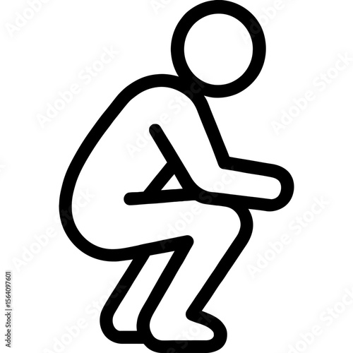 Crouching person minimalist outline icon vector