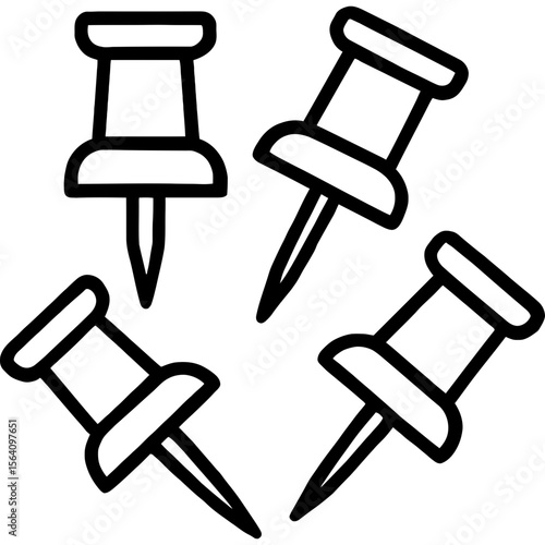 Pushpins outline icon vector