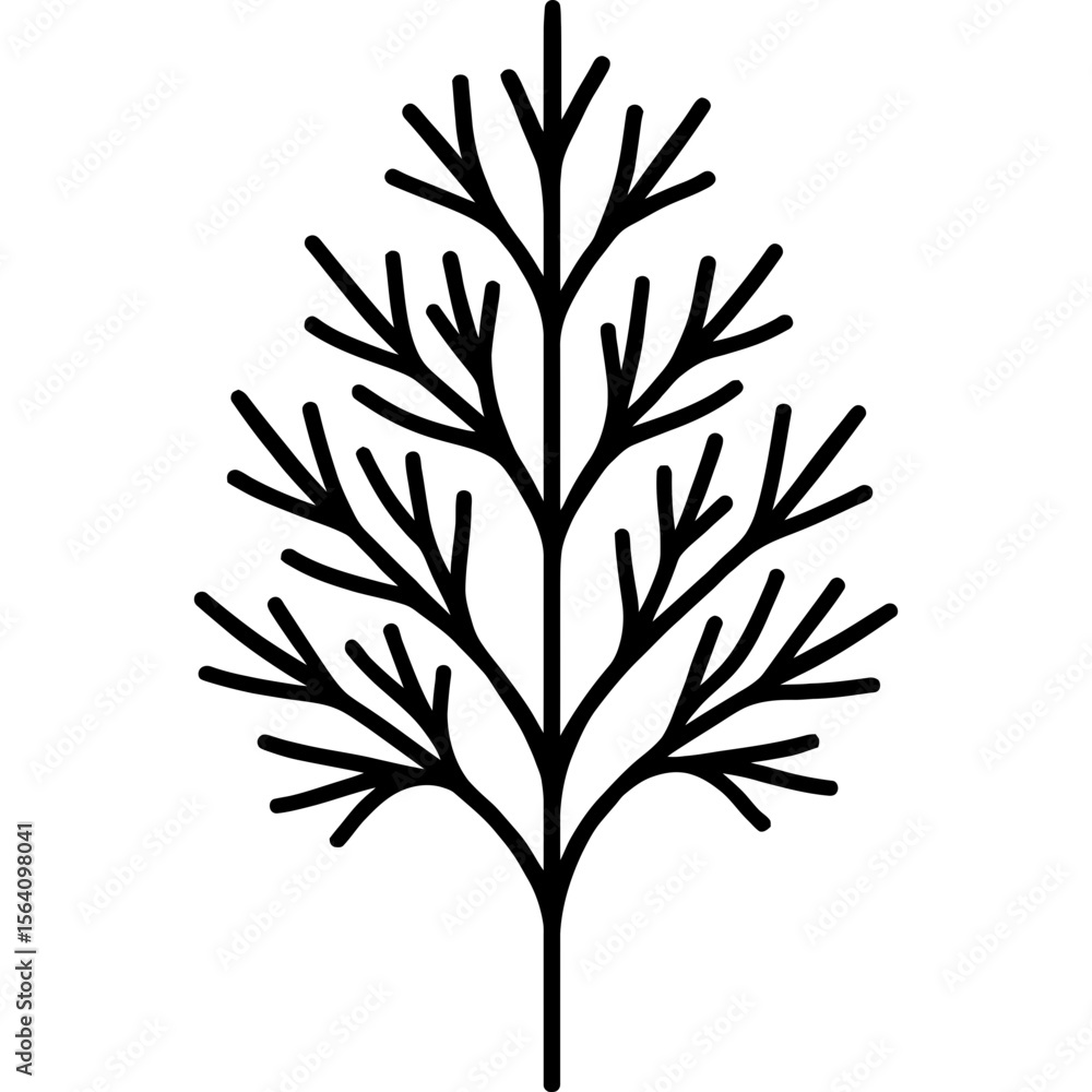Naklejka premium Dill herb fronds outline icon vector