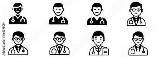Doctor Profile Icon Vector Collection for Medical, Healthcare, and Professional Projects