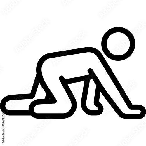 Person crawling on hands and knees outline icon vector