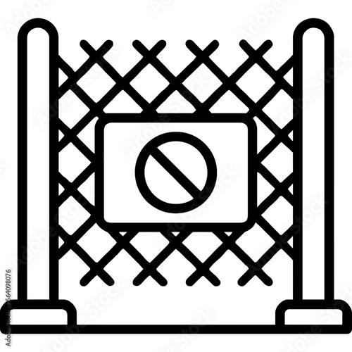Restricted area fence outline icon vector