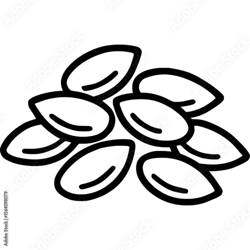Flax seeds outline icon vector