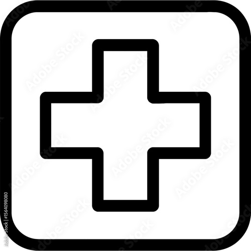 First aid cross outline icon vector