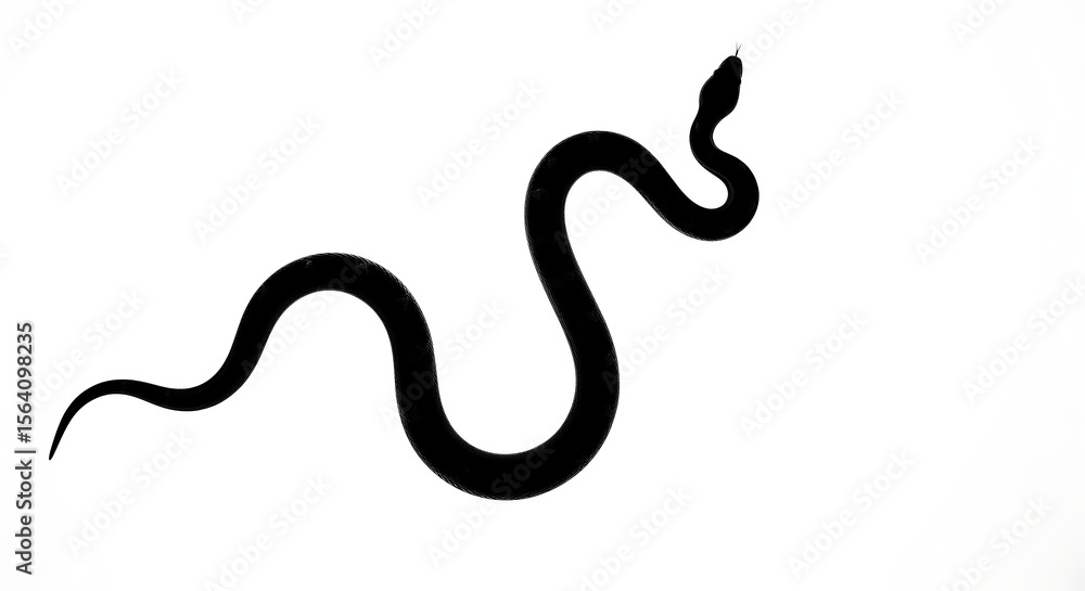 Obraz premium Elegant Black Snake Silhouette A Minimalist Illustration