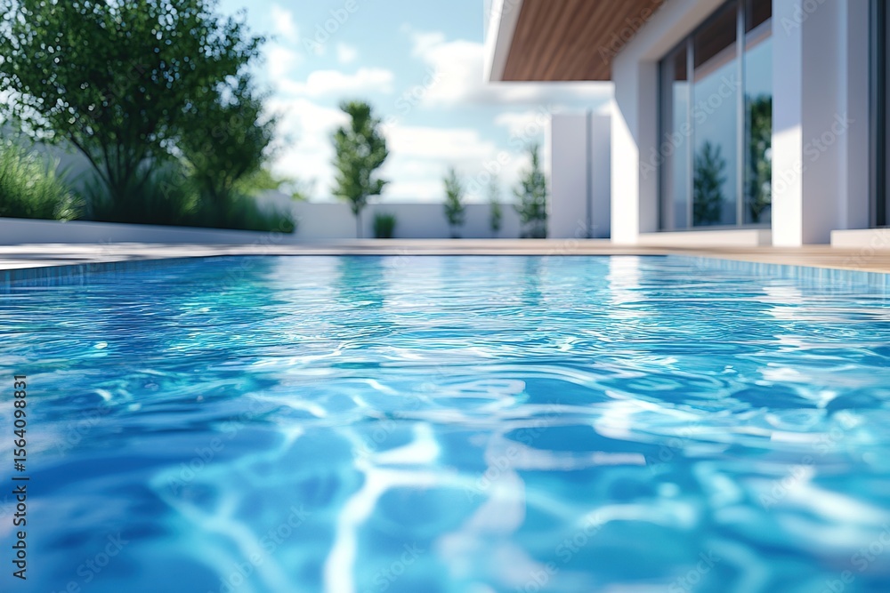 Fototapeta premium Smooth water surface in blue swimming pool