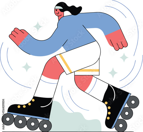 Roller Skating Woman: Vibrant Illustration for Fitness & Lifestyle