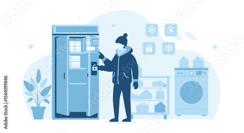 Smart Storage Solution Featuring Automated Lockers And Climate Control System For Cold Items
