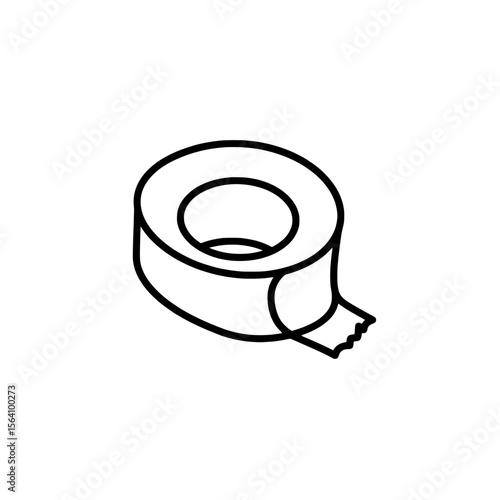 Roll of Adhesive Tape: A simple, monochromatic line art illustration captures a roll of adhesive tape, meticulously rendered to highlight its functionality and everyday use.