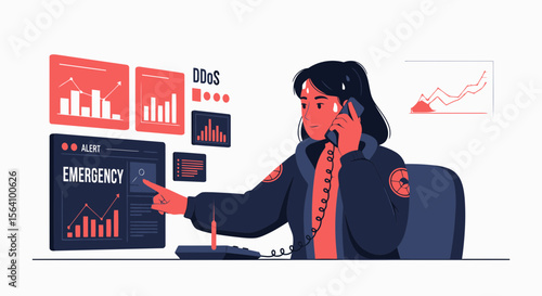 Urgent Cyberattack Response Alert Female Analyst Handling Security Breach