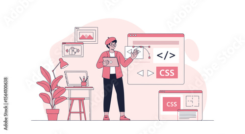 Web Developer Creating Website Designing Interface on Computer Creative Occupation