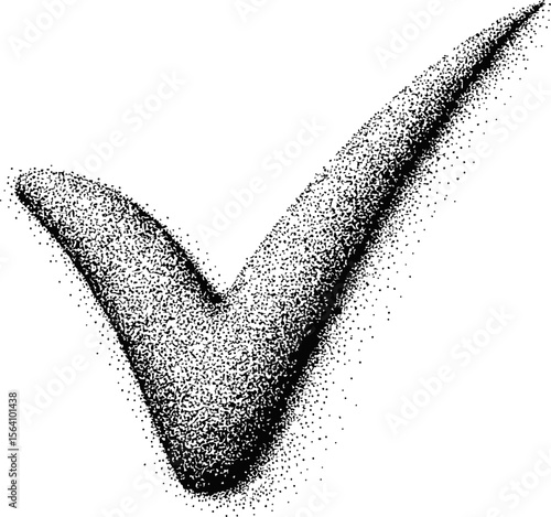 Black halftone check mark, symbol of approval and success. Vector illustration