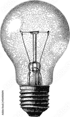 Illustration of a vintage light bulb with pointillism style details. Vector illustration