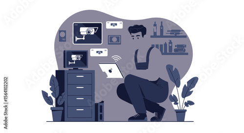 Advanced Home Security Systems And Smart Surveillance Technology Using Modern Tablet